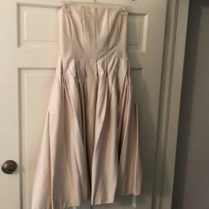 Structured light pink strapless dress